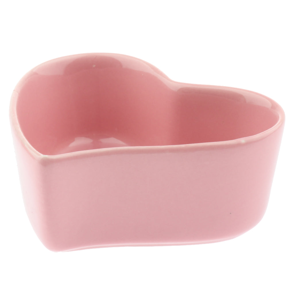 1 Pair Small Ceramic Bowl Pet Hamster Rabbit Feeding Bowl Pink_Heart