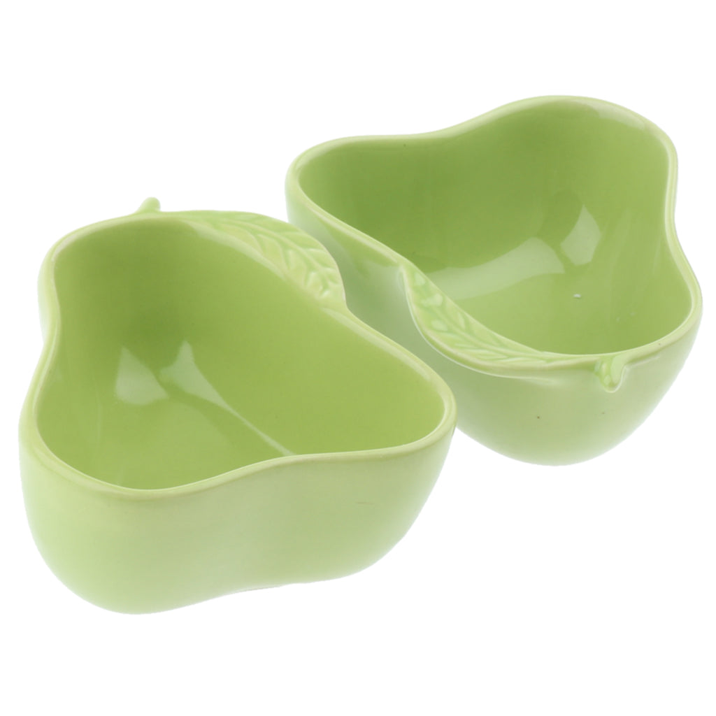 1 Pair Small Ceramic Bowl Pet Hamster Rabbit Feeding Bowl Pear_Green