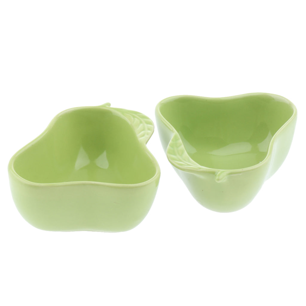 1 Pair Small Ceramic Bowl Pet Hamster Rabbit Feeding Bowl Pear_Green