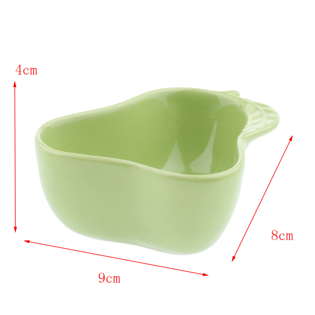 1 Pair Small Ceramic Bowl Pet Hamster Rabbit Feeding Bowl Pear_Green