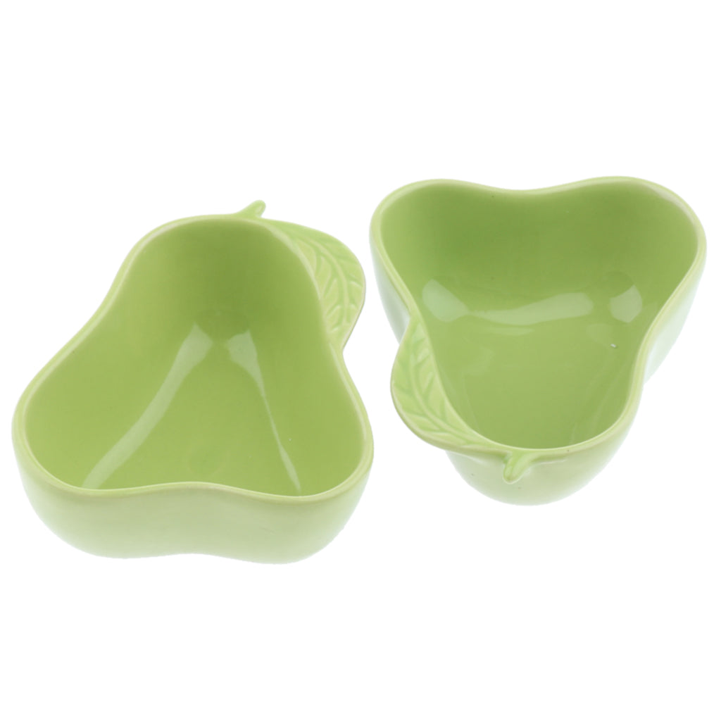 1 Pair Small Ceramic Bowl Pet Hamster Rabbit Feeding Bowl Pear_Green