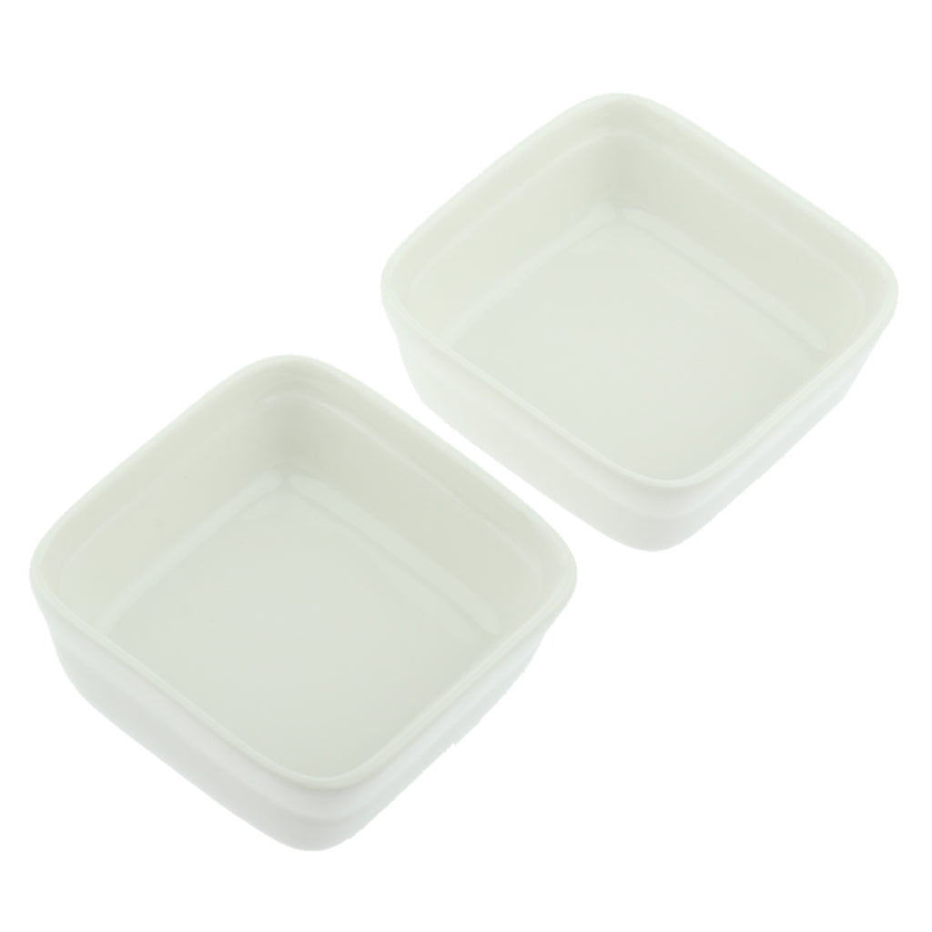 1 Pair Small Ceramic Bowl Pet Hamster Rabbit Feeding Bowl White