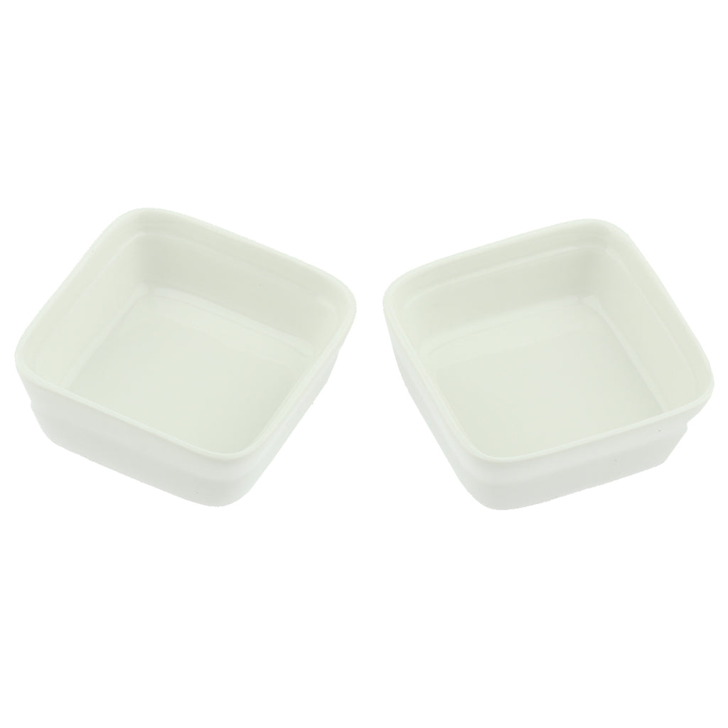 1 Pair Small Ceramic Bowl Pet Hamster Rabbit Feeding Bowl White