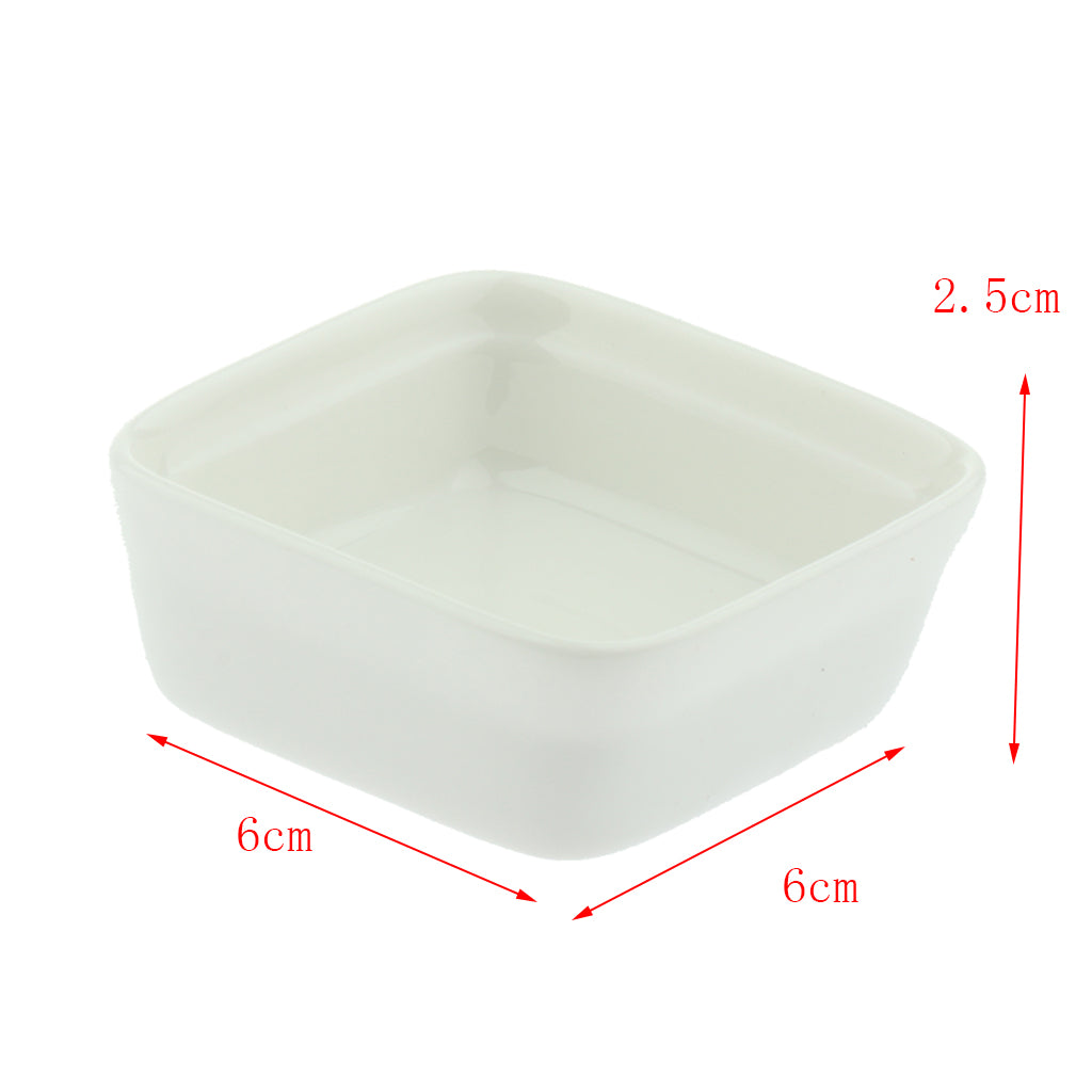 1 Pair Small Ceramic Bowl Pet Hamster Rabbit Feeding Bowl White