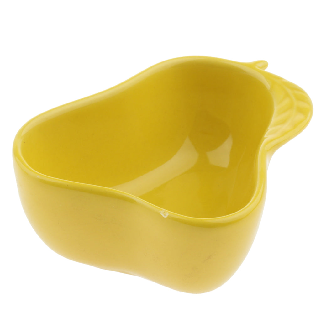 1 Pair Small Ceramic Bowl Pet Hamster Rabbit Feeding Bowl Pear_Yellow