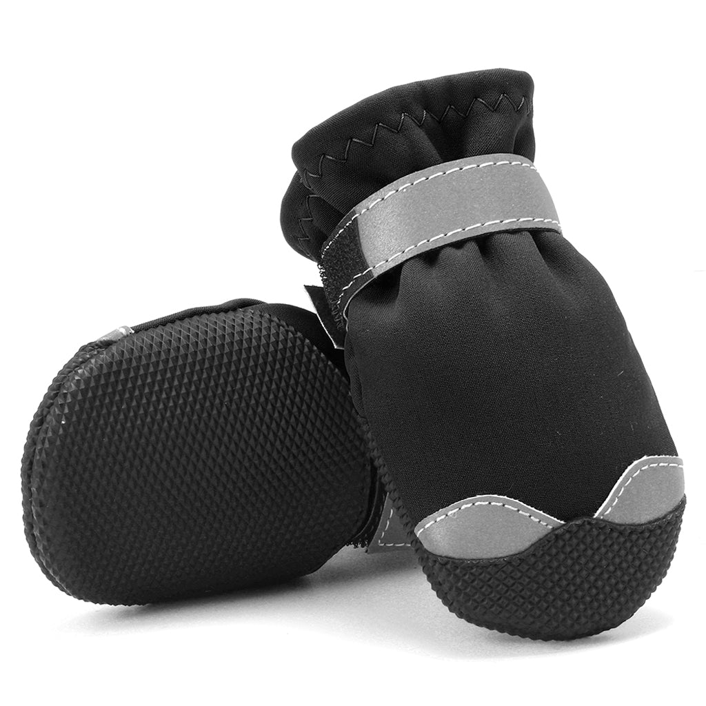 4 Pcs Pet Dog Shoes Boots Anti-Slip Waterproof Pet Paw Protector Dog Shoes  Black-L