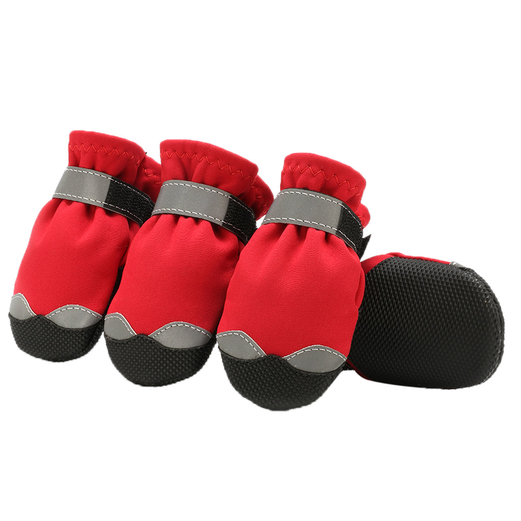 4 Pcs Pet Dog Shoes Boots Anti-Slip Waterproof Pet Paw Protector Dog Shoes  Red-M