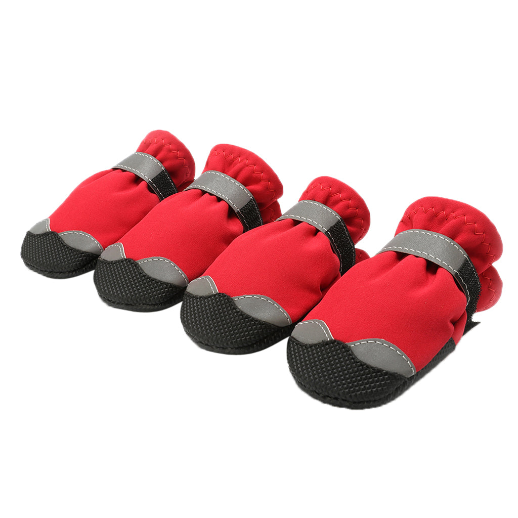 4 Pcs Pet Dog Shoes Boots Anti-Slip Waterproof Pet Paw Protector Dog Shoes  Red-M