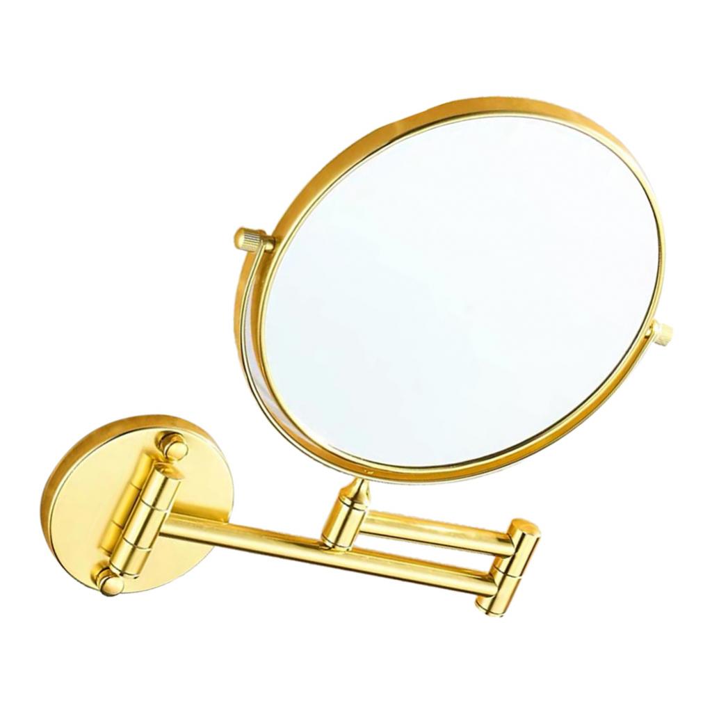 Double Sided Wall Mount 3X Magnifying Cosmetic Shaving Swivel Mirror Golden