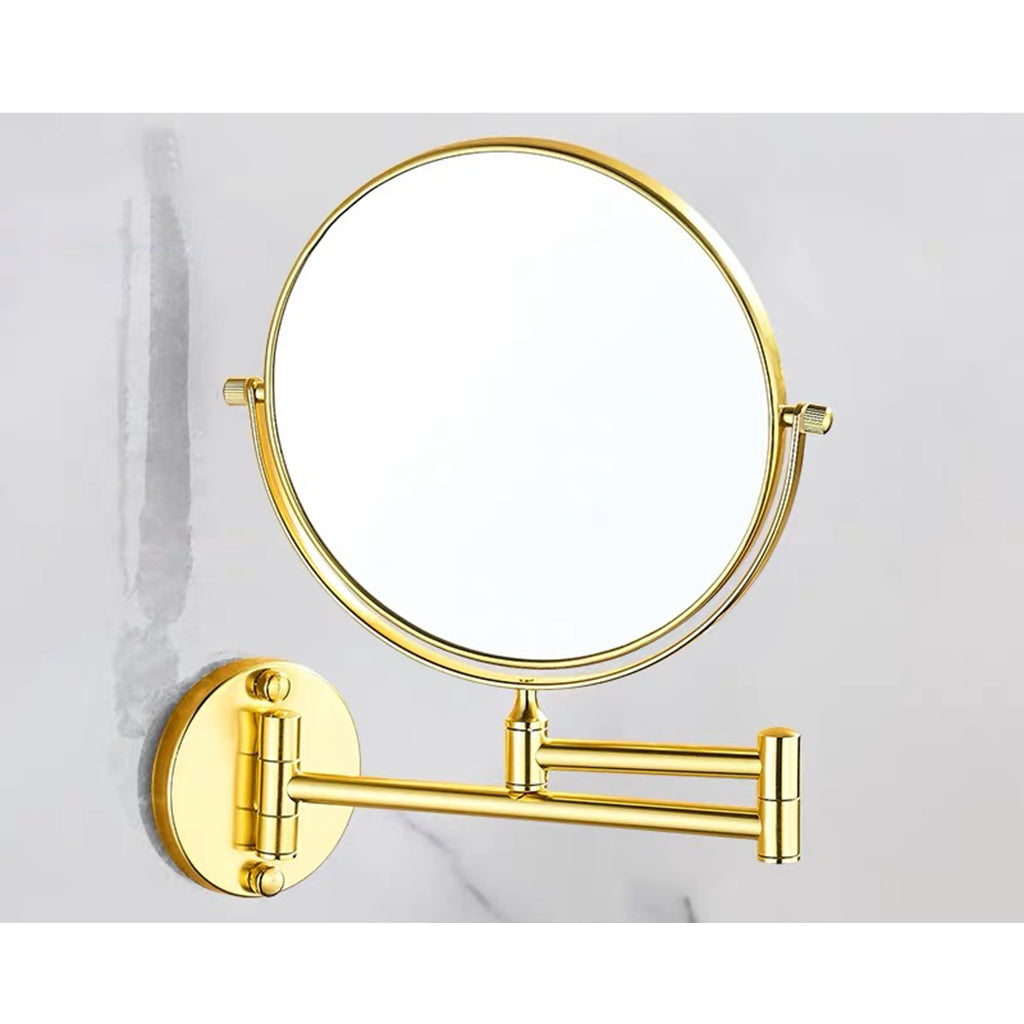 Double Sided Wall Mount 3X Magnifying Cosmetic Shaving Swivel Mirror Golden