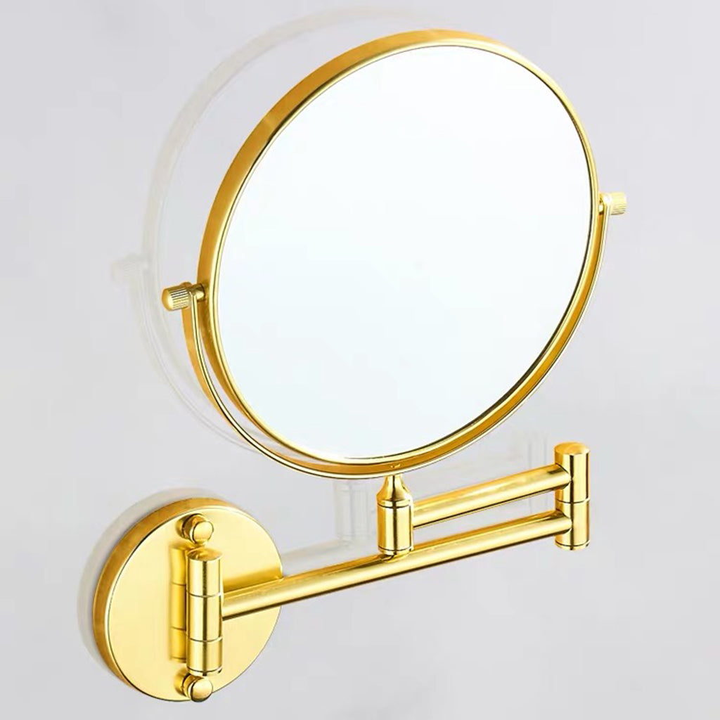 Double Sided Wall Mount 3X Magnifying Cosmetic Shaving Swivel Mirror Golden