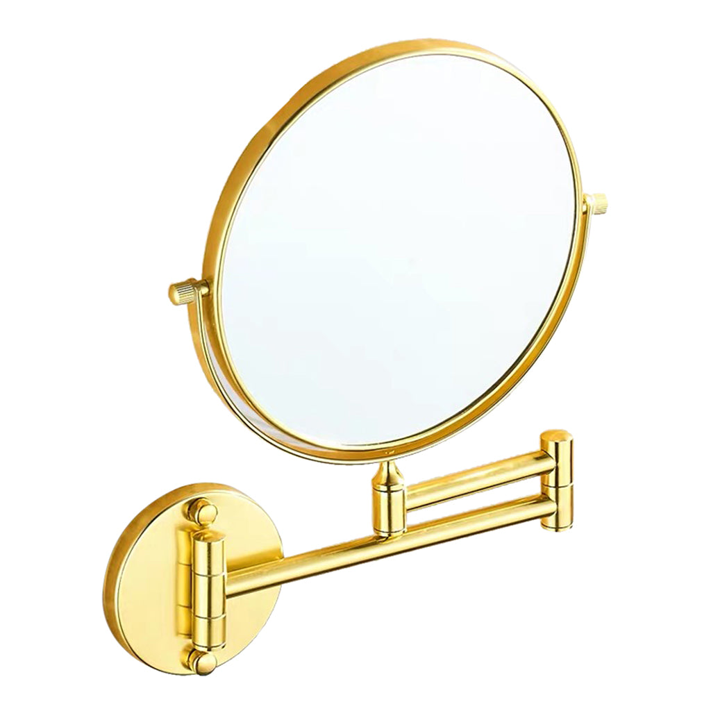 Double Sided Wall Mount 3X Magnifying Cosmetic Shaving Swivel Mirror Golden