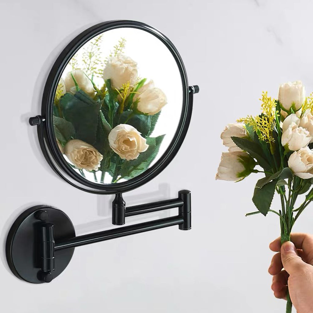 Double Sided Wall Mount 3X Magnifying Cosmetic Shaving Swivel Mirror Black