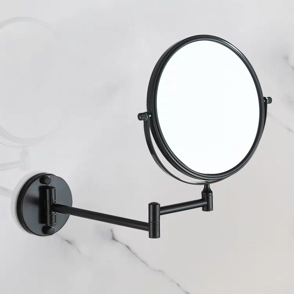 Double Sided Wall Mount 3X Magnifying Cosmetic Shaving Swivel Mirror Black