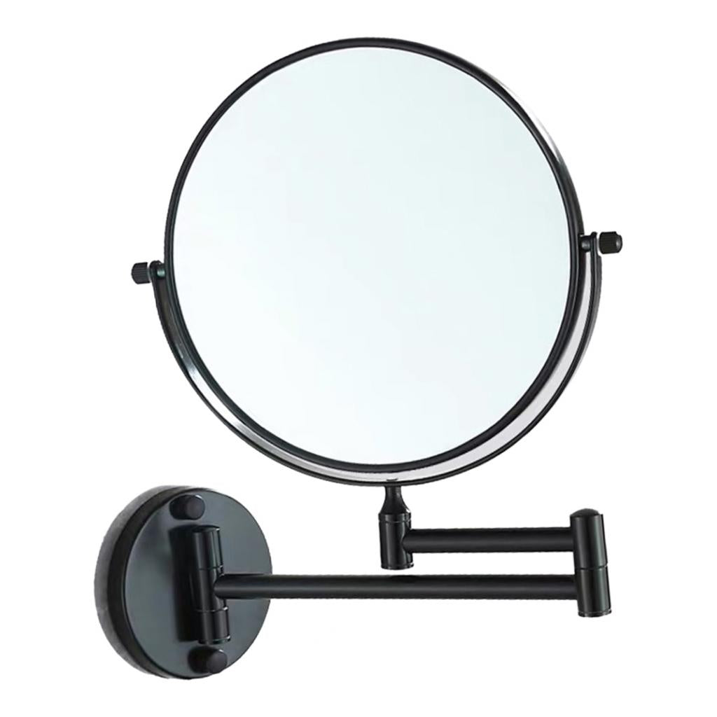 Double Sided Wall Mount 3X Magnifying Cosmetic Shaving Swivel Mirror Black