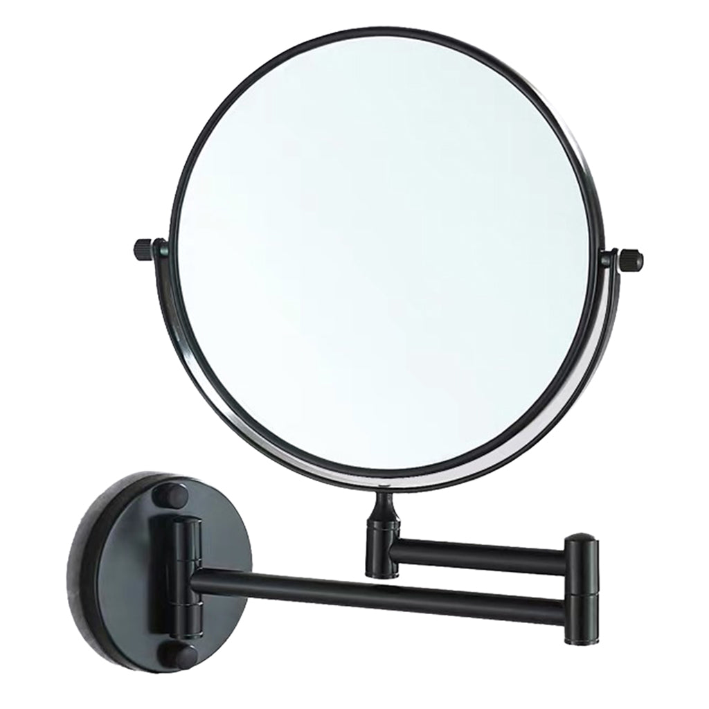 Double Sided Wall Mount 3X Magnifying Cosmetic Shaving Swivel Mirror Black