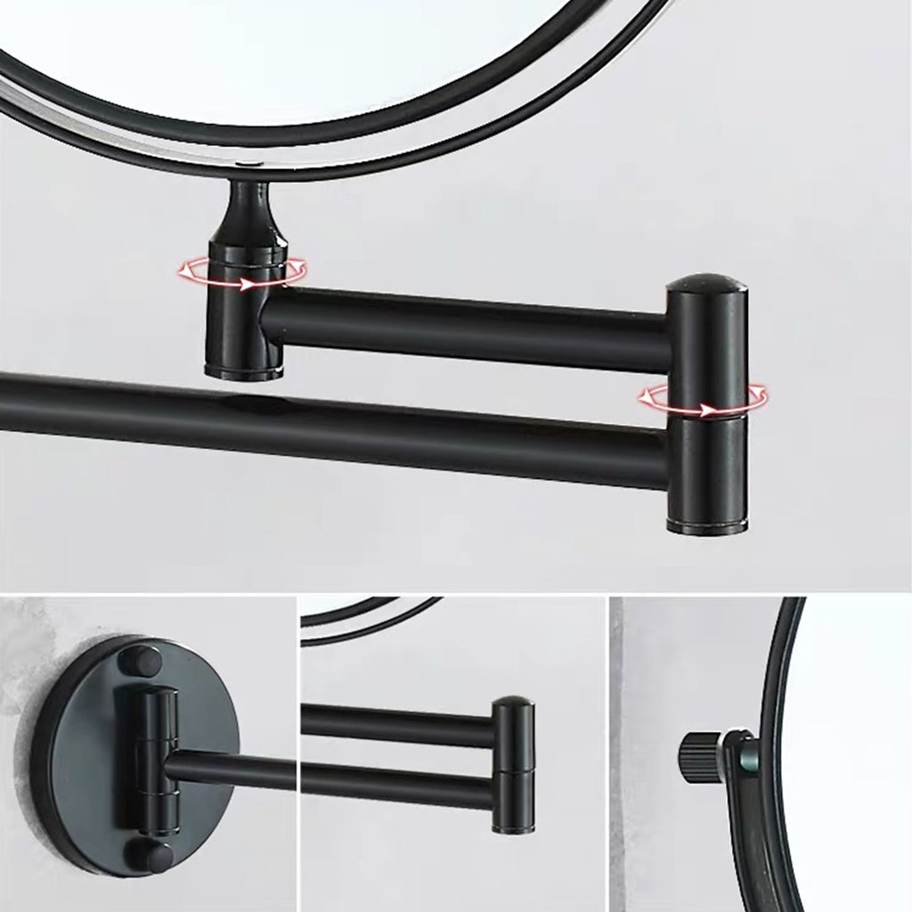 Double Sided Wall Mount 3X Magnifying Cosmetic Shaving Swivel Mirror Black