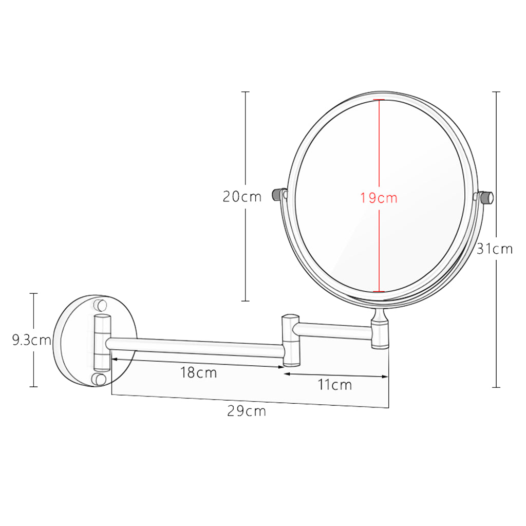 Double Sided Wall Mount 3X Magnifying Cosmetic Shaving Swivel Mirror Matte