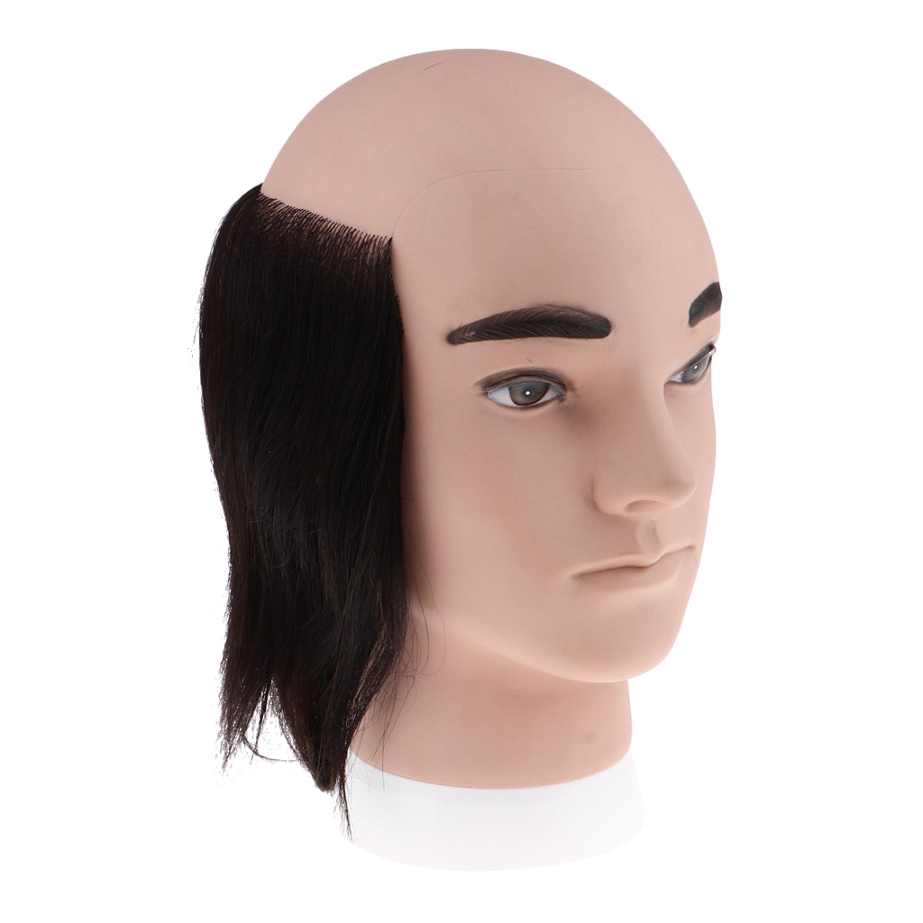 Human Hair Male Mannequin Head Hairdresser Salon Training Practice Head Half Bald