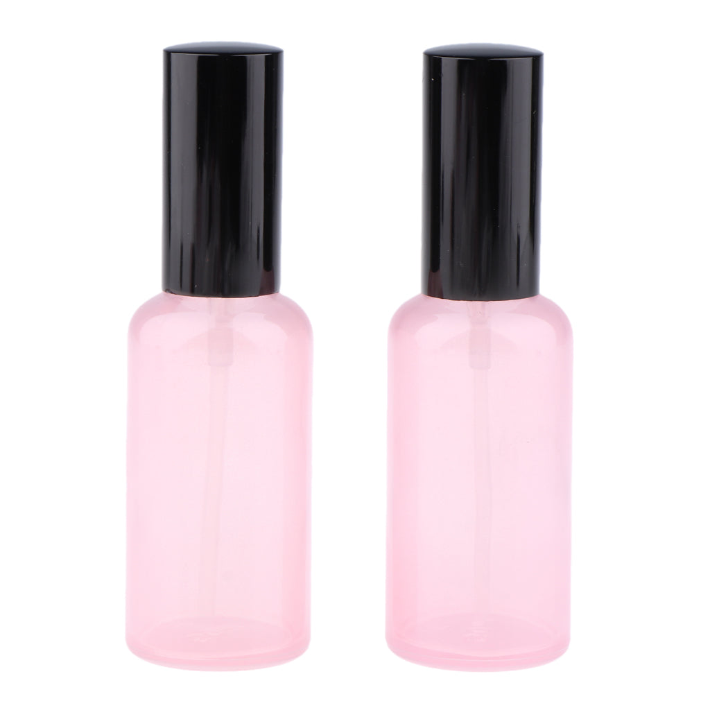 2pcs Empty Glass Pump Spray Bottle for Perfum Toner Amber Atomizer Pink 50ml