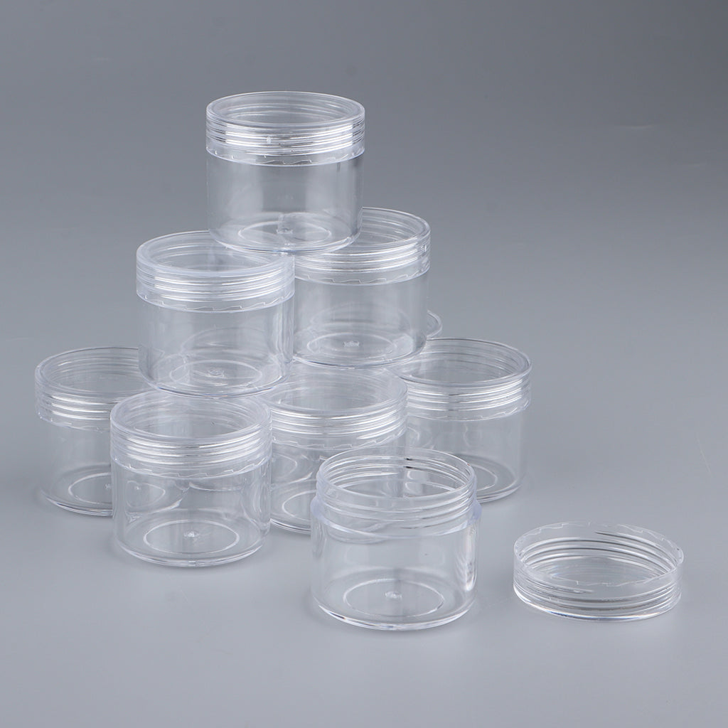 10x Empty Round Clear Makeup Jar Pot Powder Travel Cream Cosmetic Container 20g