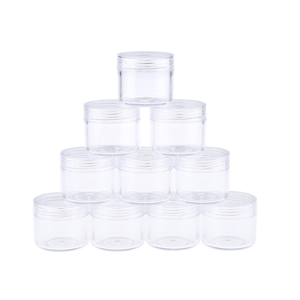 10x Empty Round Clear Makeup Jar Pot Powder Travel Cream Cosmetic Container 20g