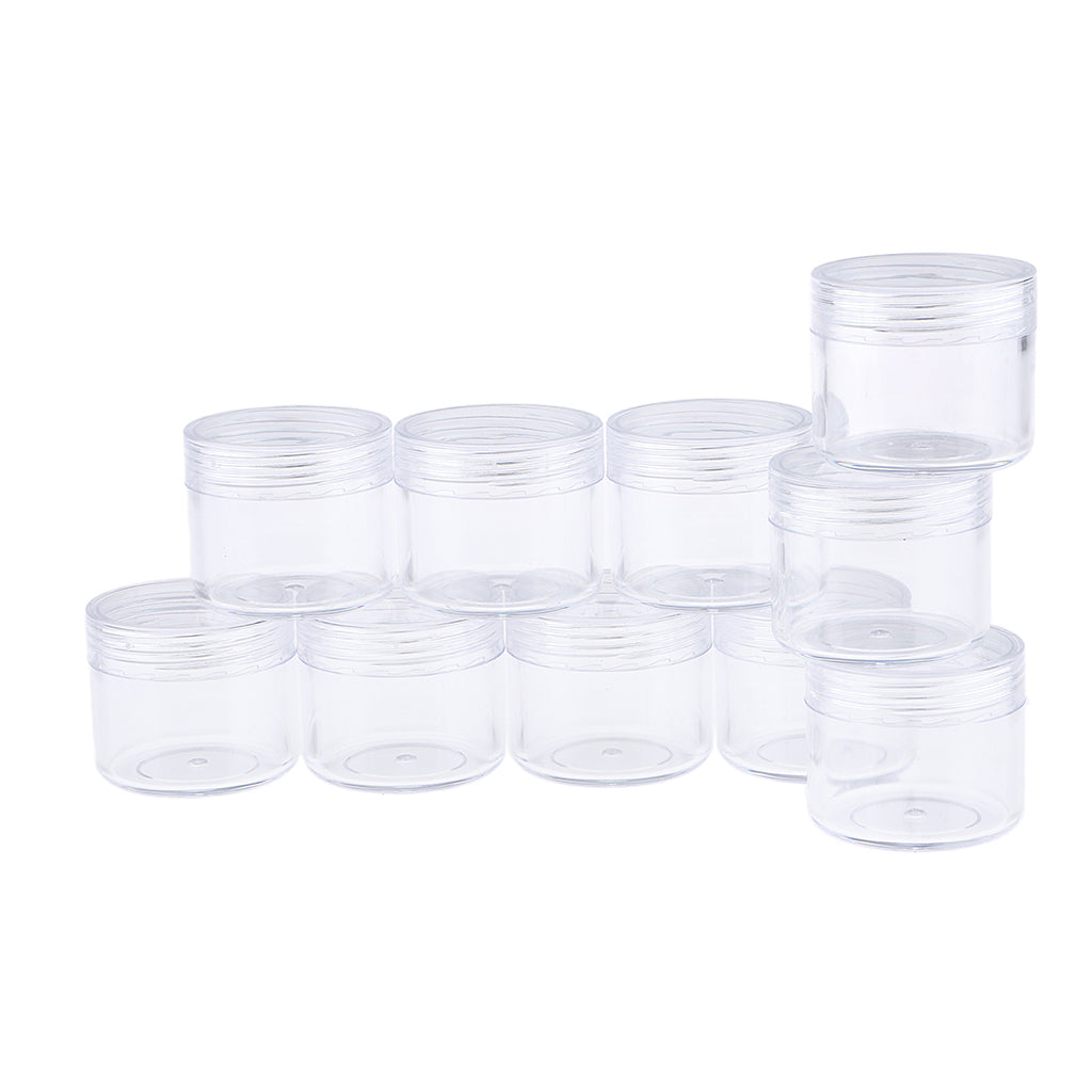 10x Empty Round Clear Makeup Jar Pot Powder Travel Cream Cosmetic Container 20g