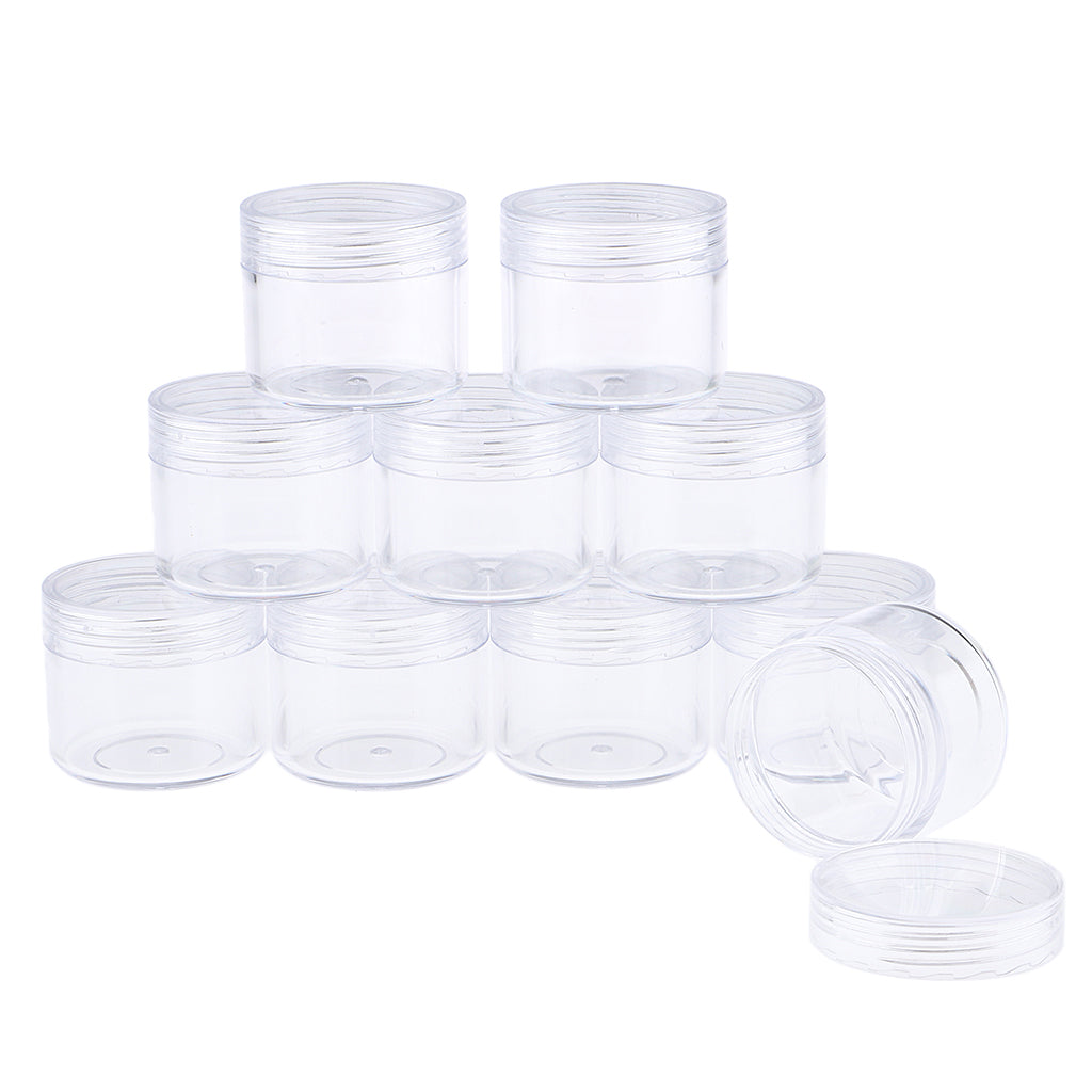 10x Empty Round Clear Makeup Jar Pot Powder Travel Cream Cosmetic Container 20g