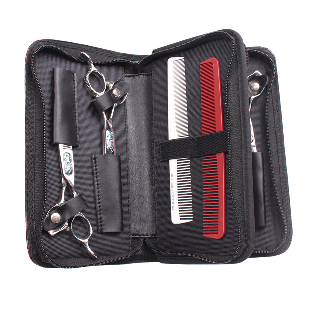 PU Leather Hair Scissors Shears Case Hairdressing Tool Pouch Bag Black