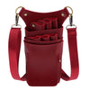 PU Leather Hair Scissor Holster Bag Pouch Holder with Waist Belt Red