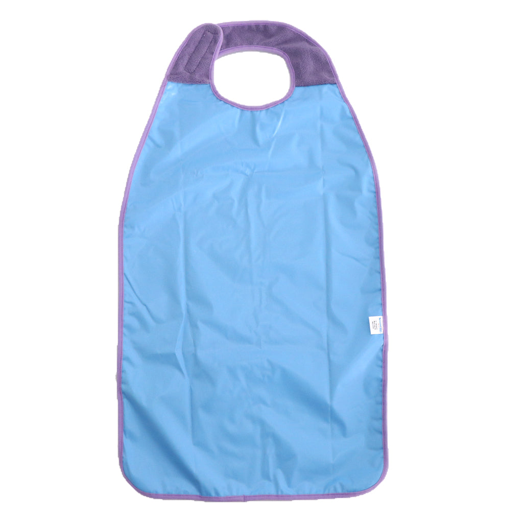 Waterproof  Adult Terry Cloth Mealtime Bib Disability Apron Washable Purple