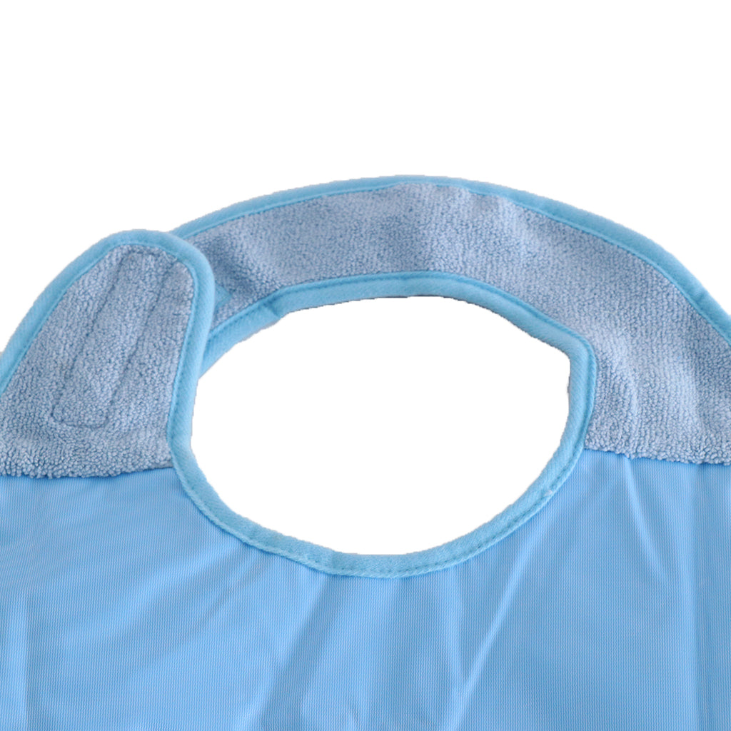 Waterproof  Adult Terry Cloth Mealtime Bib Disability Apron Washable Blue