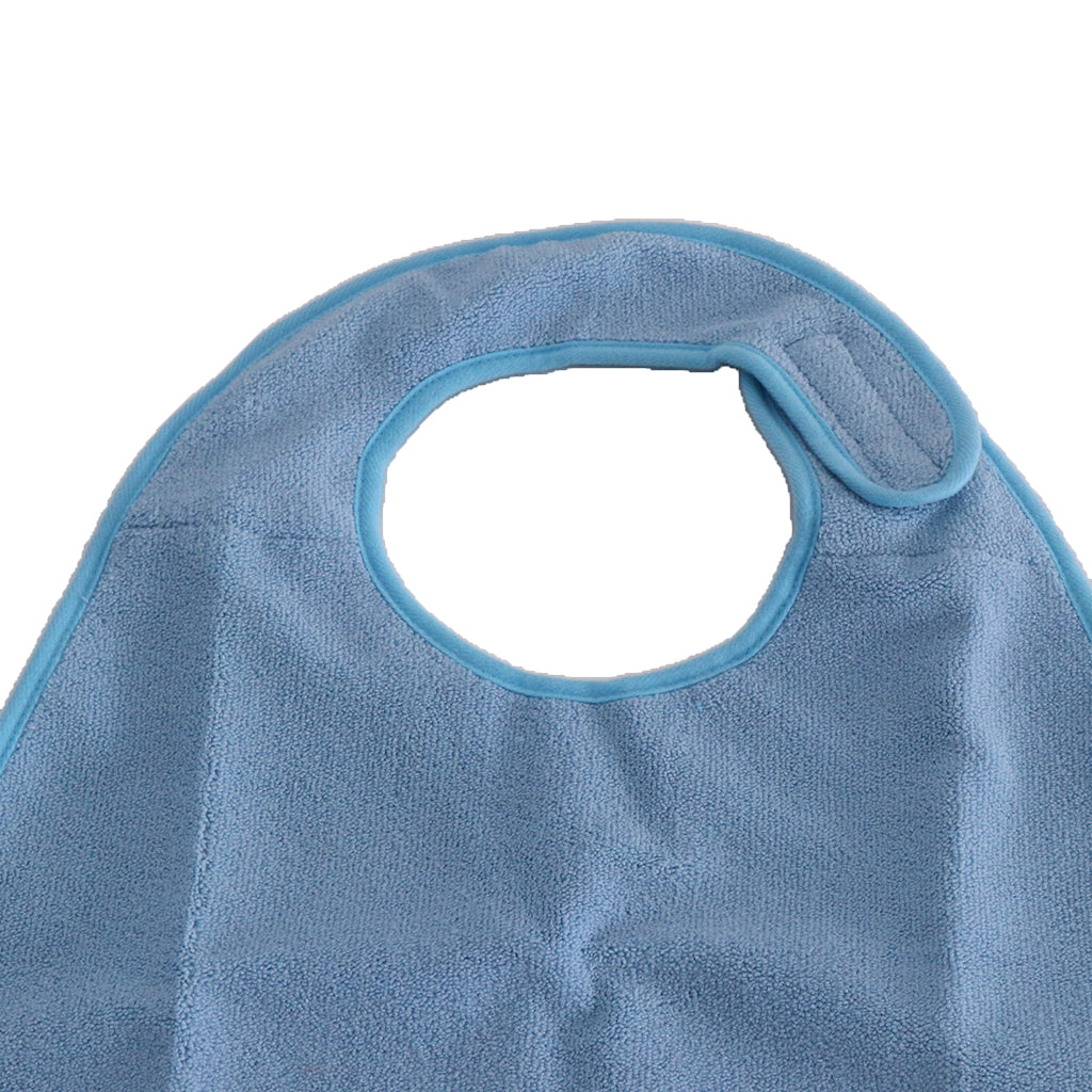 Waterproof  Adult Terry Cloth Mealtime Bib Disability Apron Washable Blue