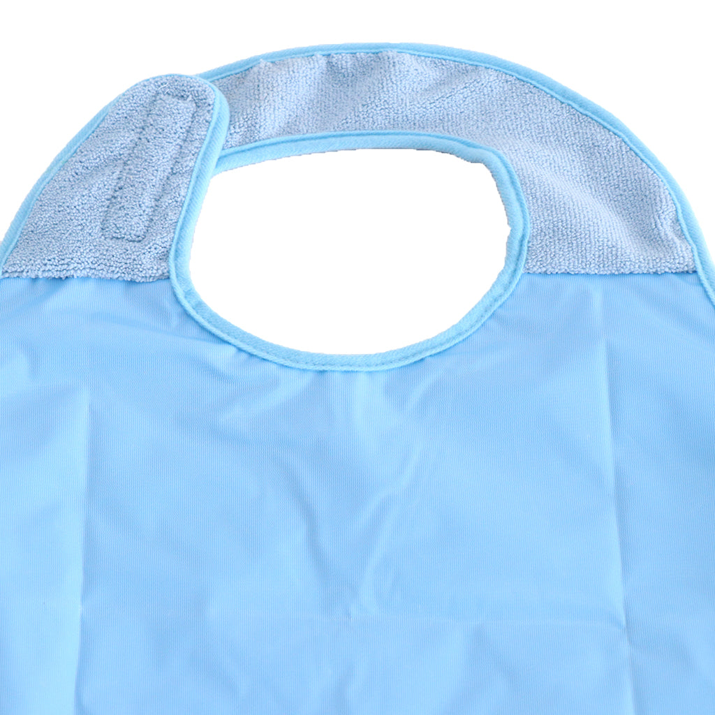 Waterproof  Adult Terry Cloth Mealtime Bib Disability Apron Washable Blue