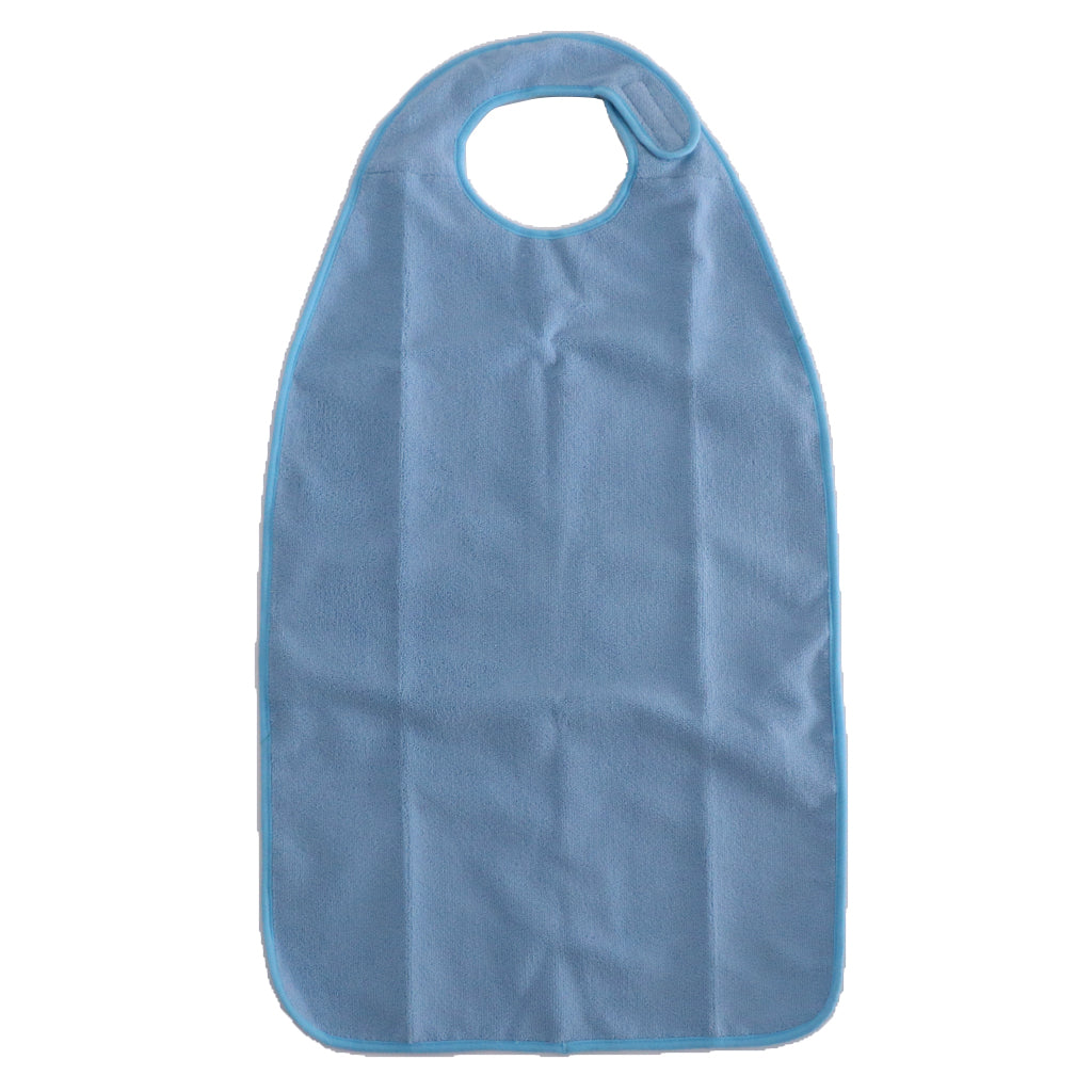 Waterproof  Adult Terry Cloth Mealtime Bib Disability Apron Washable Blue