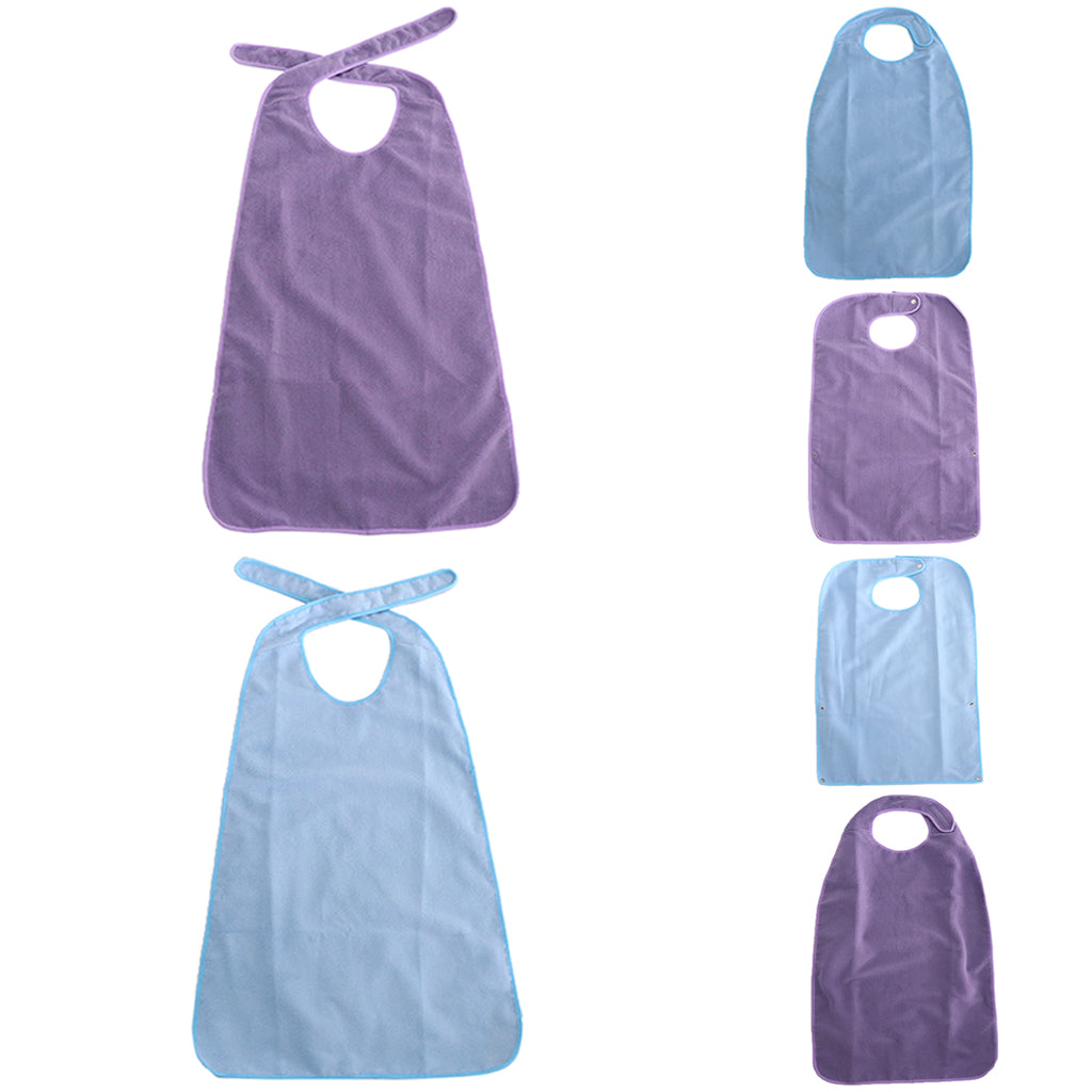 Adult Elders Bibs Waterproof Mealtime Protector Disability Aid Apron Purple