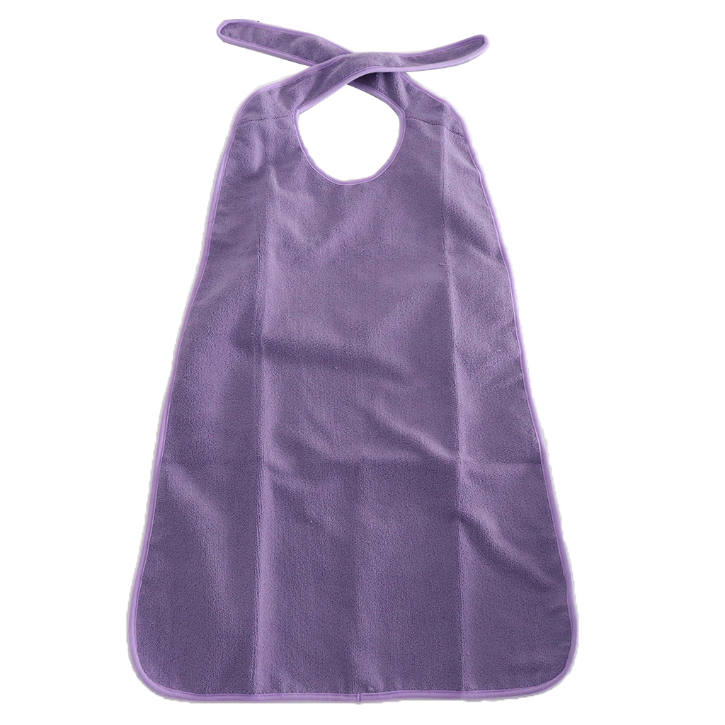 Adult Elders Bibs Waterproof Mealtime Protector Disability Aid Apron Purple