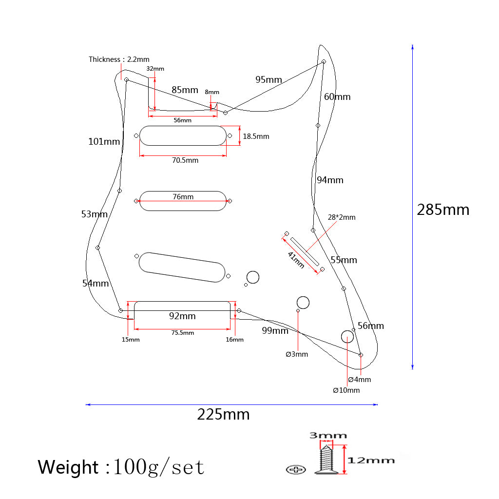 1Ply PVC Guitar Pickguard Scratch Plate 11 Holes for ST Style Guitar Parts