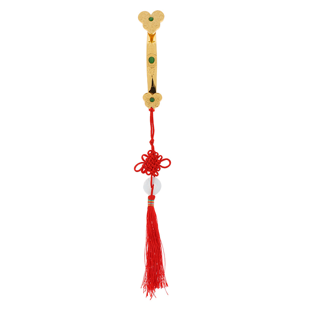 Chinese Traditional Craft Golden Ruyi Ornament Fengshui Power Scepter Decor