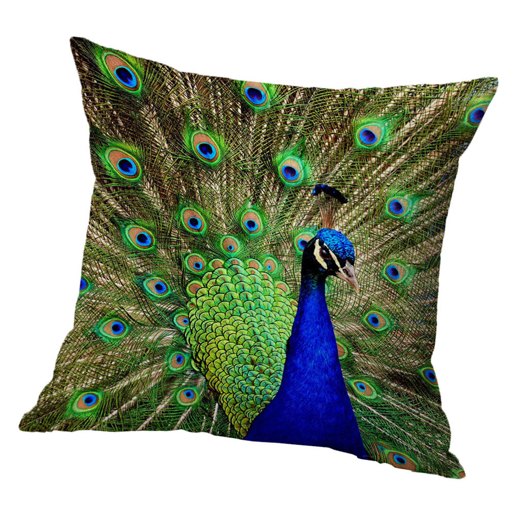 Square Cushion Cover for Soft Car Home Decor Green peacock 60x60cm