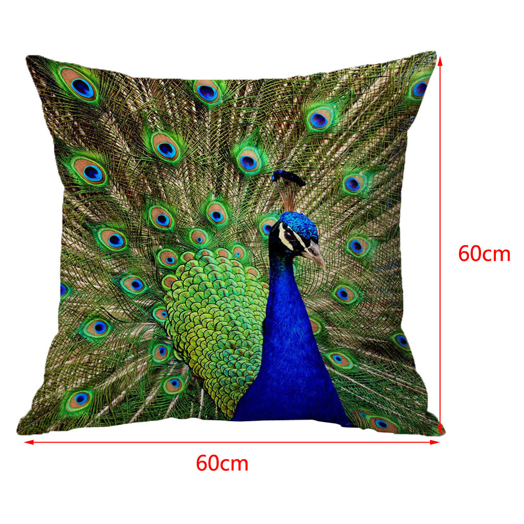 Square Cushion Cover for Soft Car Home Decor Green peacock 60x60cm