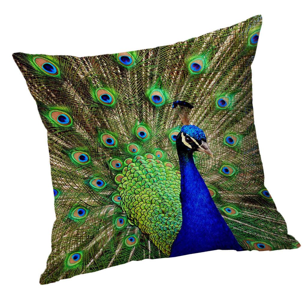 Square Cushion Cover for Soft Car Home Decor Green peacock 60x60cm