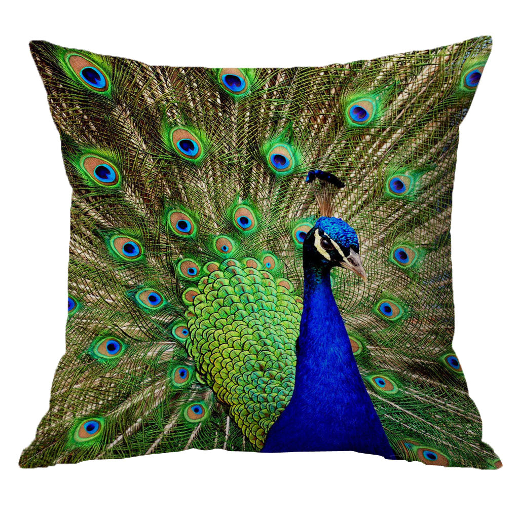 Square Cushion Cover for Soft Car Home Decor Green peacock 60x60cm