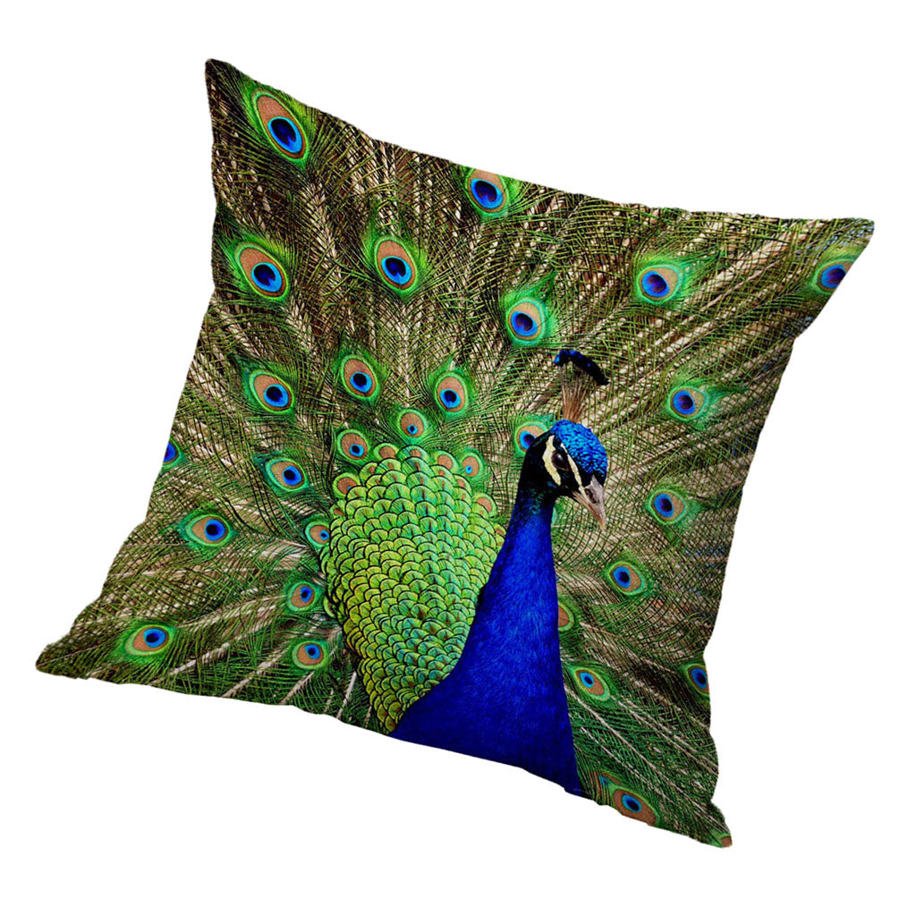 Square Cushion Cover for Soft Car Home Decor Green peacock 60x60cm