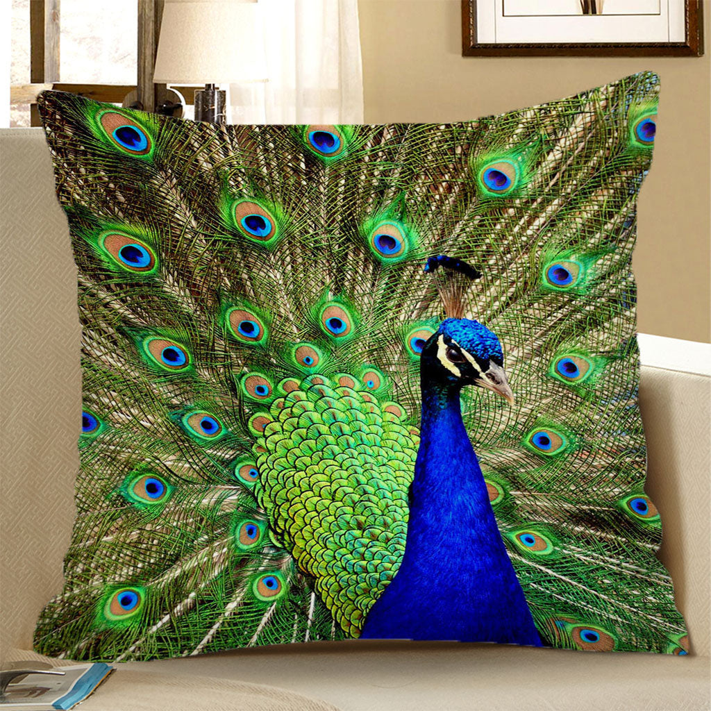 Square Cushion Cover for Soft Car Home Decor Green peacock 60x60cm