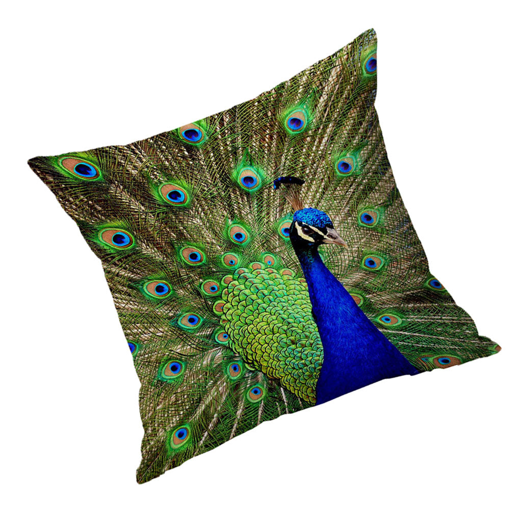 Square Cushion Cover for Soft Car Home Decor Green peacock 60x60cm