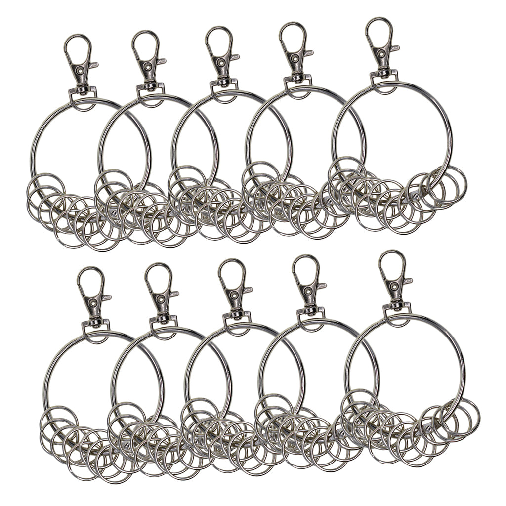 10 sets Silver Swivel Lanyard Snap Hook with Key Rings Jewelry Findings