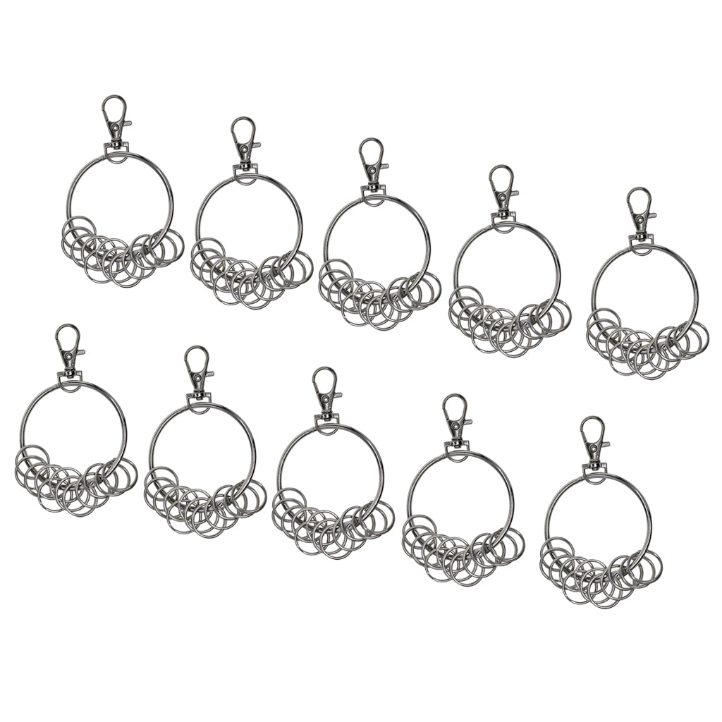 10 sets Silver Swivel Lanyard Snap Hook with Key Rings Jewelry Findings