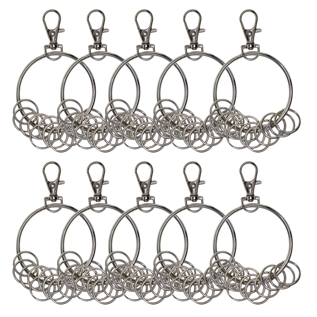 10 sets Silver Swivel Lanyard Snap Hook with Key Rings Jewelry Findings