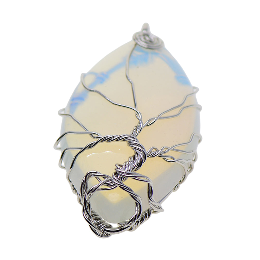 Wire Wrapped Tree of Life Necklace Natural Gemstone Pendant Jewelry Making 7